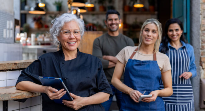 Commercial Heating and Cooling Washington IL, Food service employees working at a restaurant and looking at the camera smiling